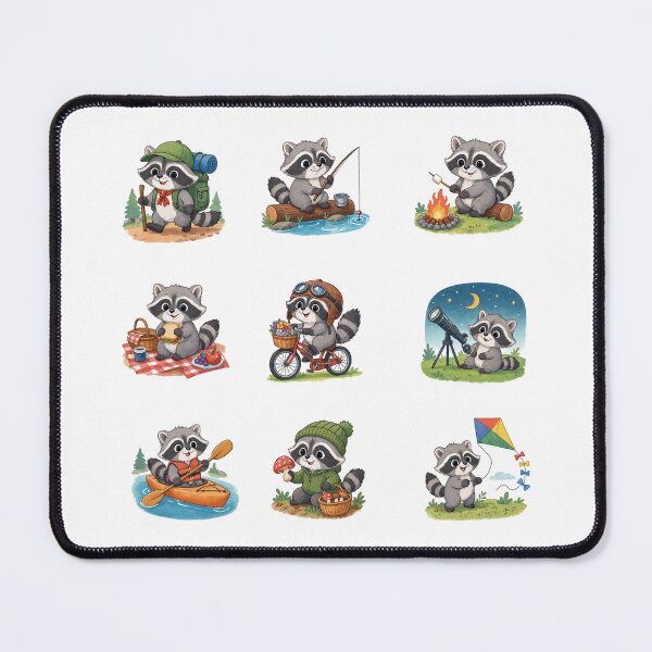 Item preview, Cute Cottagecore Raccoon Adventures - Kawaii outdoor Activities designed and sold by digital.stickerperso.com.
