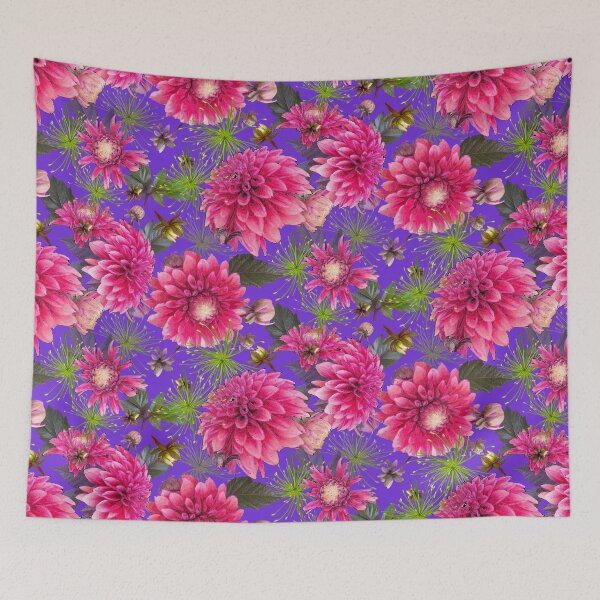 Item preview, Dahlias and Papyrus on Purple 7230d9 designed and sold by Art in My Loft.