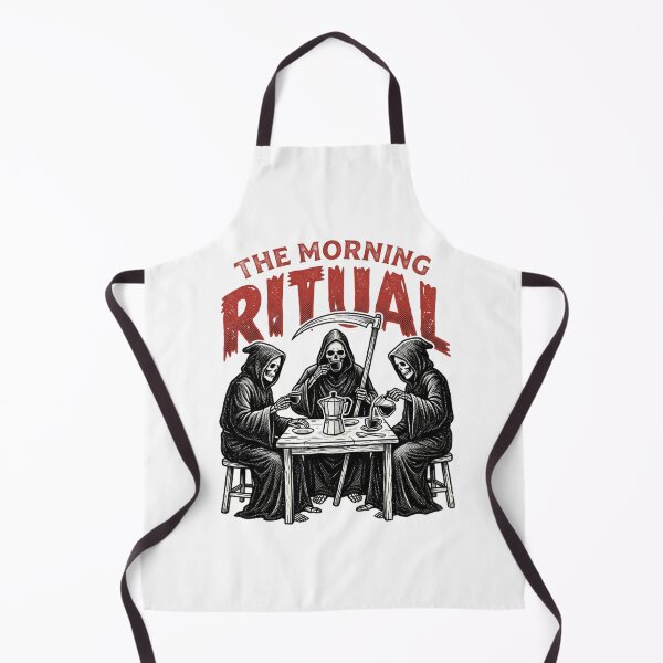 Item preview, The Morning Ritual Grim Reaper Coffee Woodcut Gothic Barista Dark Art designed and sold by raedattia.
