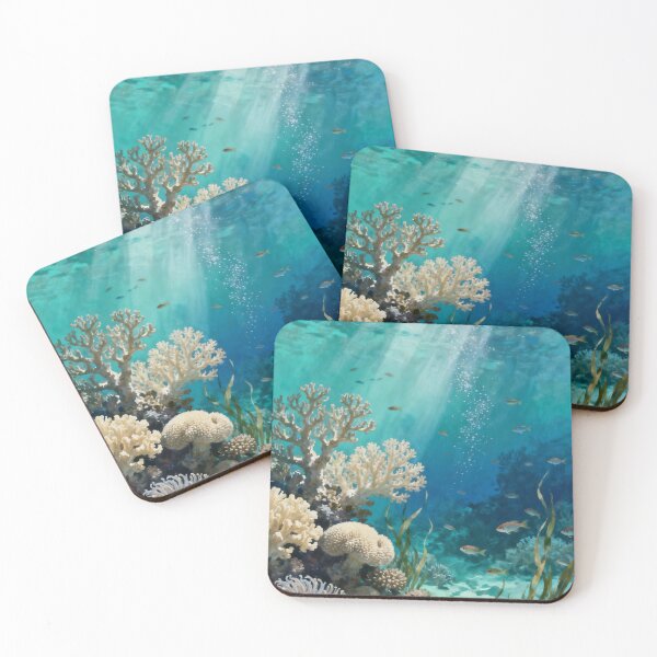 Item preview, Coral Reef Wall Art, Underwater Ocean Painting, Tropical Marine Life Print, Coastal Nature Decor designed and sold by stylishdzign.