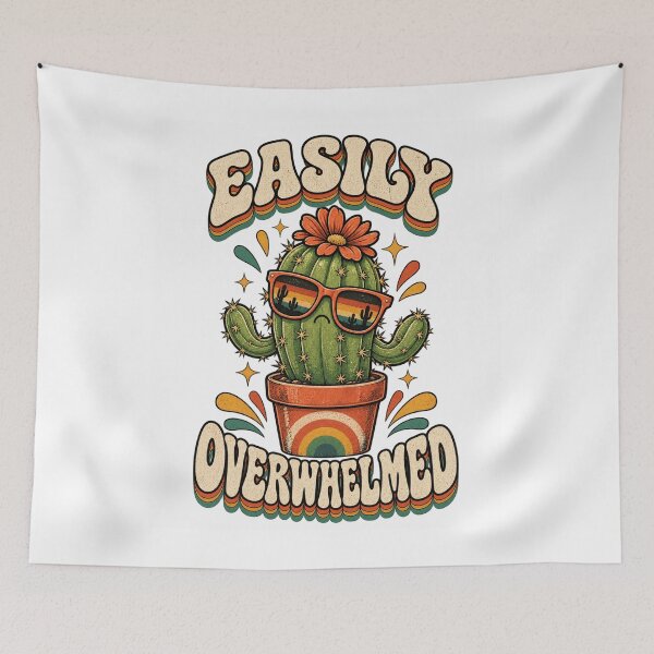 Item preview, Easily Overwhelmed Funny Retro Cactus Plant Lover designed and sold by ZAKE-store.