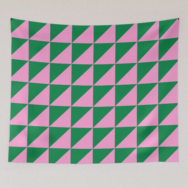 Item preview, Bright Pink and Green Geometric Pattern Grid in Triangles designed and sold by OneThreeSix.