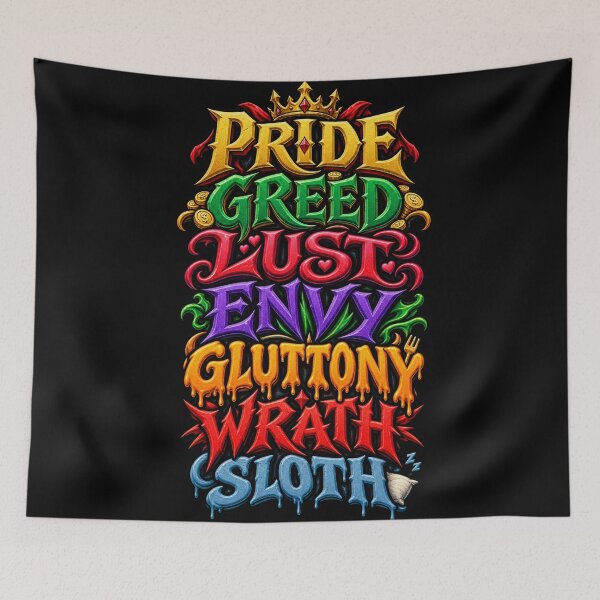Item preview, Seven Deadly Sins – Bold Gothic Typography Design designed and sold by ArtisticHeart21.