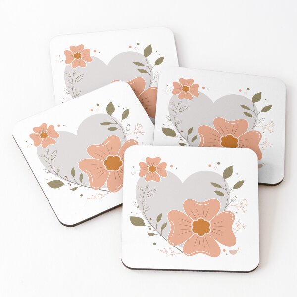 Item preview, Minimalist, peach floral heart flame designed and sold by JT digital canvas.