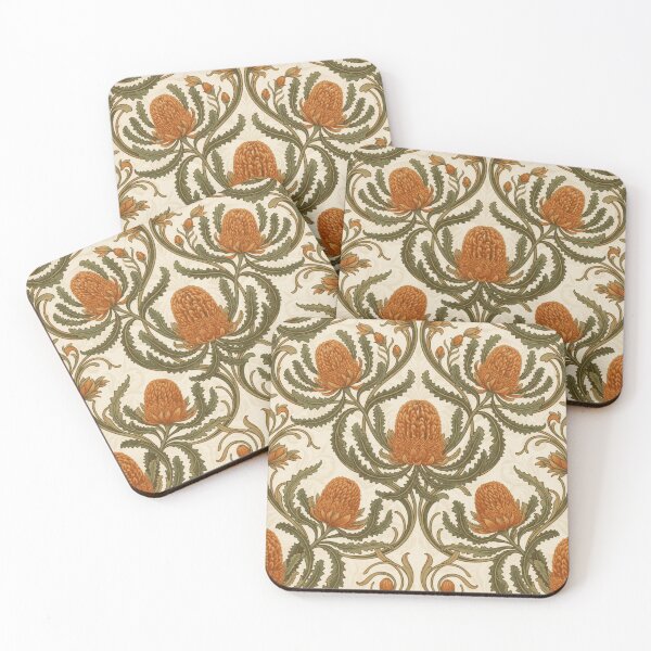 Item preview, Vintage Art Nouveau Woolly Orange Banksia designed and sold by Studio BC.