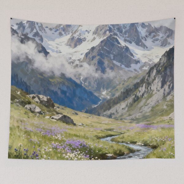 Item preview, Alpine Meadow Wall Art, Mountain Wildflower Landscape, High Country Nature Painting, Mountain Home Decor designed and sold by stylishdzign.