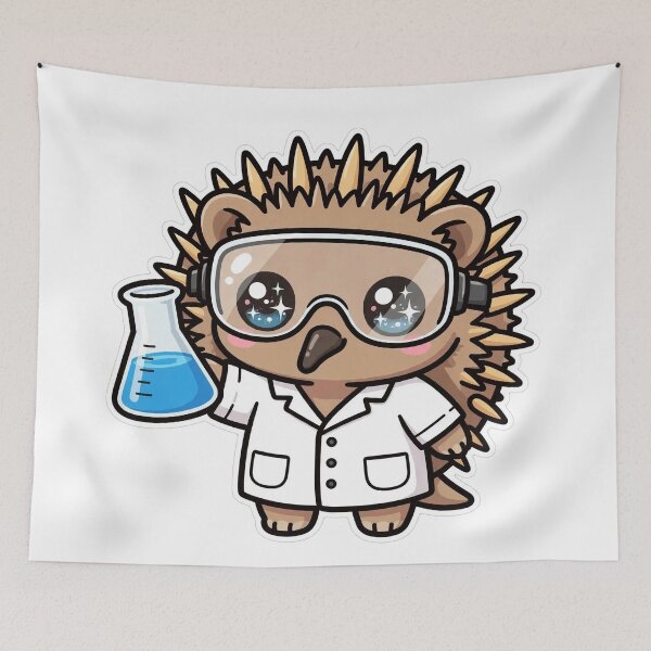 Item preview, Cute Echidna Scientist Blue Flask Lab Art designed and sold by Wildlife-Walk.