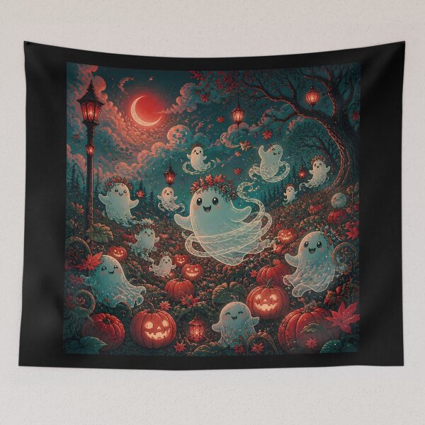 Item preview, Playful Ghosts in Pumpkin Patch designed and sold by Shelley Loewnau-Jones Studio.