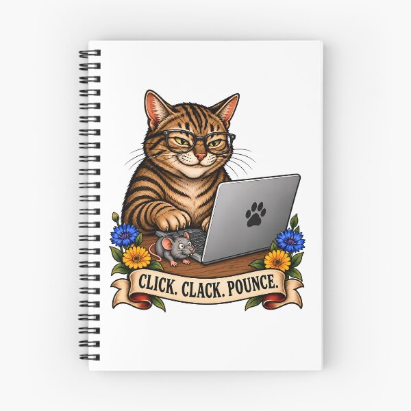 Item preview, Click Clack Pounce Vintage Gamer Cat Tattoo designed and sold by Old's Cool Cat Studio.