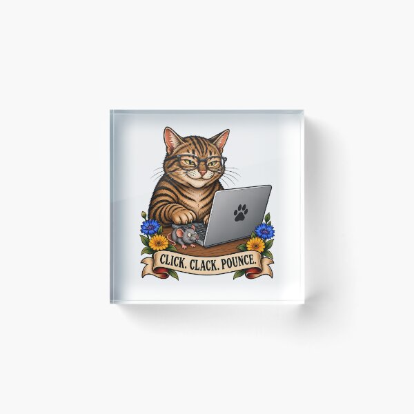Item preview, Click Clack Pounce Vintage Gamer Cat Tattoo designed and sold by Old's Cool Cat Studio.