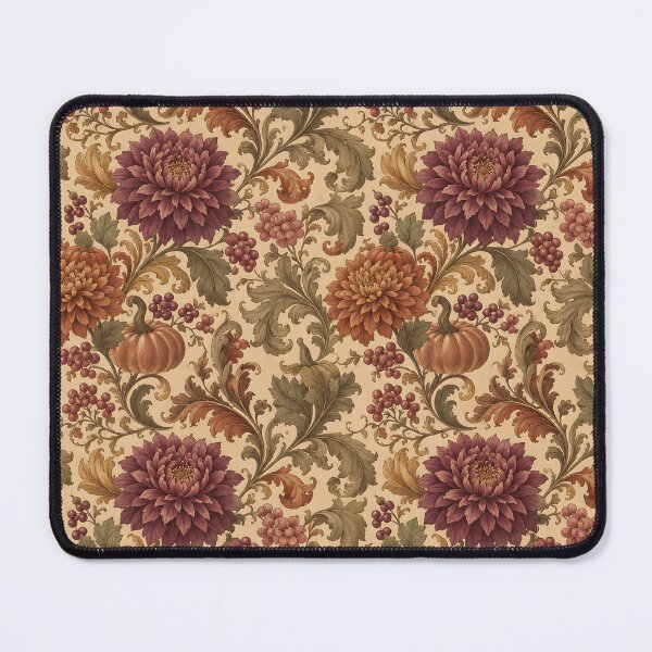 Item preview, Vintage Autumn Floral Pattern with Pumpkins, Chrysanthemums and Berries designed and sold by ArtDesignRemix.