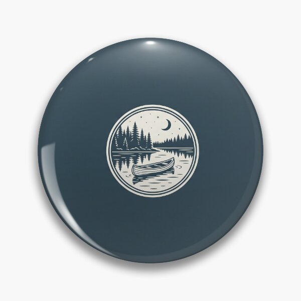 Item preview, Canoe on Pine Lake - Vintage Outdoor Line Art Badge Sticker designed and sold by MissoStudio.