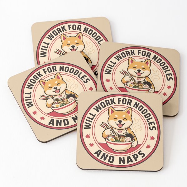 Item preview, Will Work For Noodles Shiba Ramen Retro Badge designed and sold by DripCultureLab.