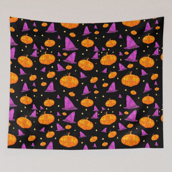 Item preview, Halloween Pattern - Pumpkins & Witches Hat  designed and sold by Clover Crow.