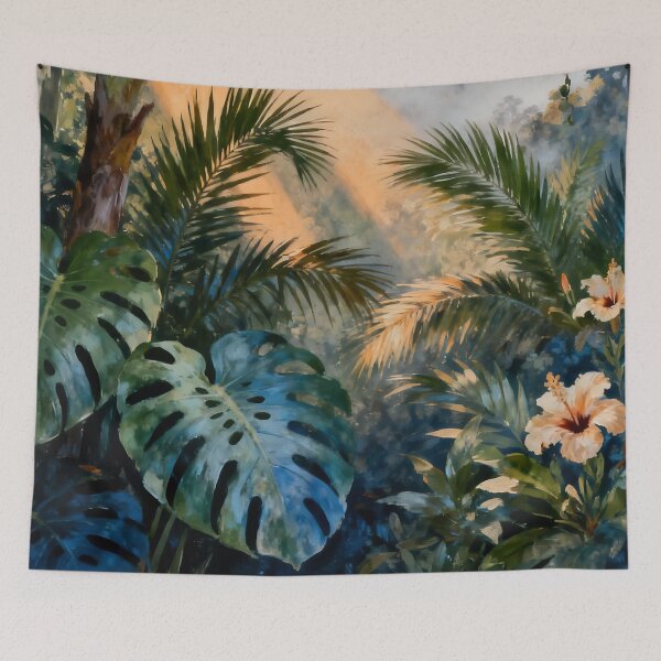 Item preview, Tropical Jungle Wall Art, Lush Botanical Painting, Rainforest Canopy Print, Exotic Nature Decor designed and sold by stylishdzign.