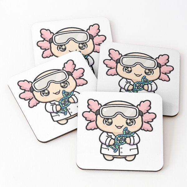 Item preview, Kawaii Axolotl Scientist Holding DNA Helix designed and sold by Wildlife-Walk.