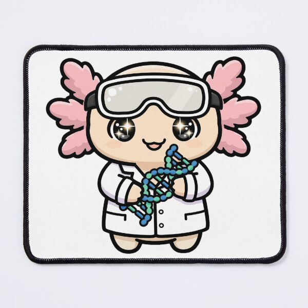 Item preview, Kawaii Axolotl Scientist Holding DNA Helix designed and sold by Wildlife-Walk.