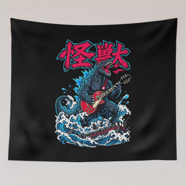 Item preview, Godzilla Guitar Rocker – Kaiju Playing Guitar Ocean Wave Monster designed and sold by Leeded.
