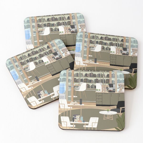 Item preview, Cozy Library Cafe and Coffee Station Interior Art designed and sold by HBBS DESIGNS.