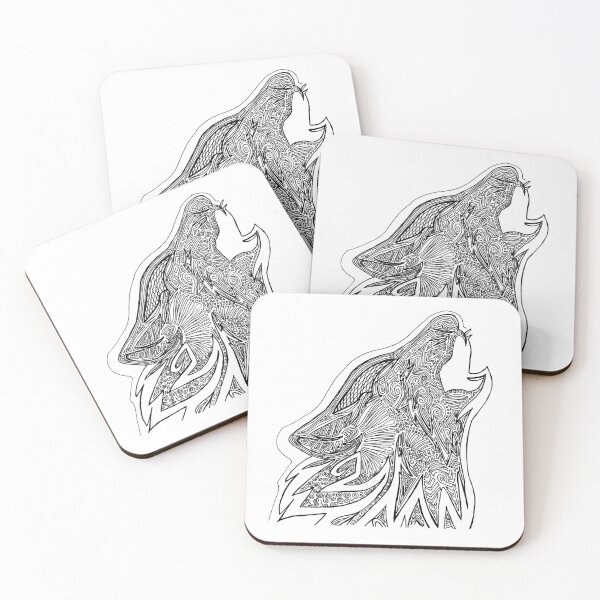 Item preview, Zentangle Howling Wolf Tribal Art designed and sold by Wildlife-Walk.