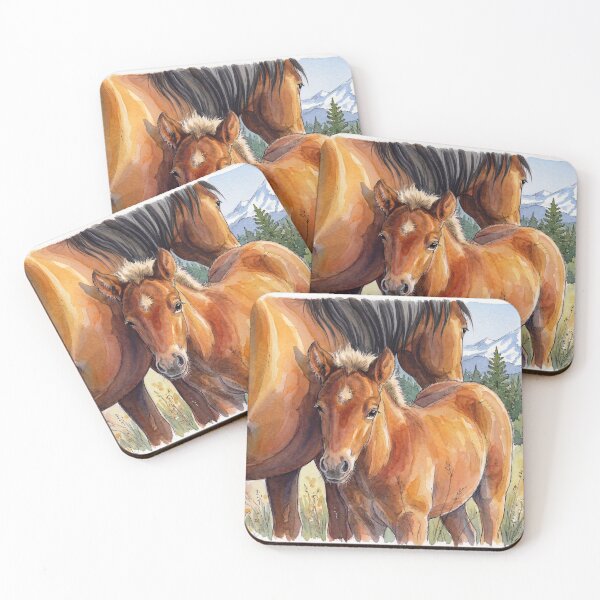 Item preview, Icelandic horses Stjarna and Edda by a Mountain Pasture designed and sold by CentauriArt.