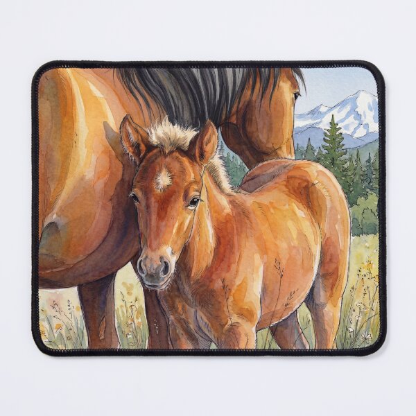 Item preview, Icelandic horses Stjarna and Edda by a Mountain Pasture designed and sold by CentauriArt.