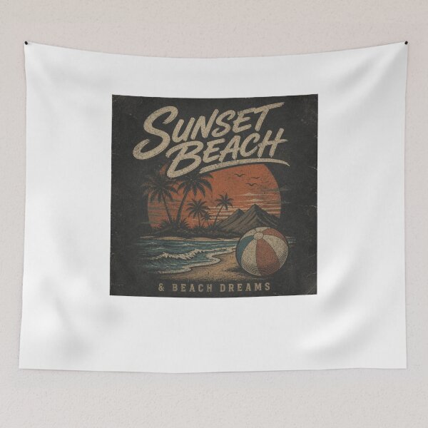 Item preview, Sunset Beach & Beach Dreams – Vintage Tropical Summer Design designed and sold by PrintWavePro.
