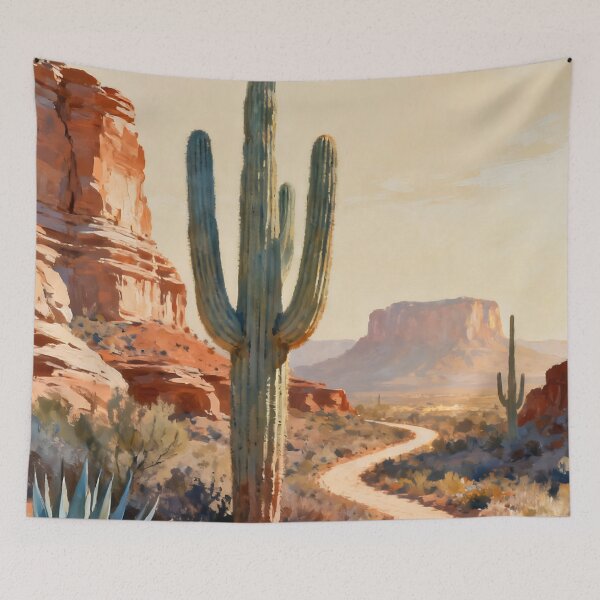 Item preview, Desert Botanical Wall Art, Saguaro Landscape Painting, Southwestern Nature Print, Desert Home Decor designed and sold by stylishdzign.
