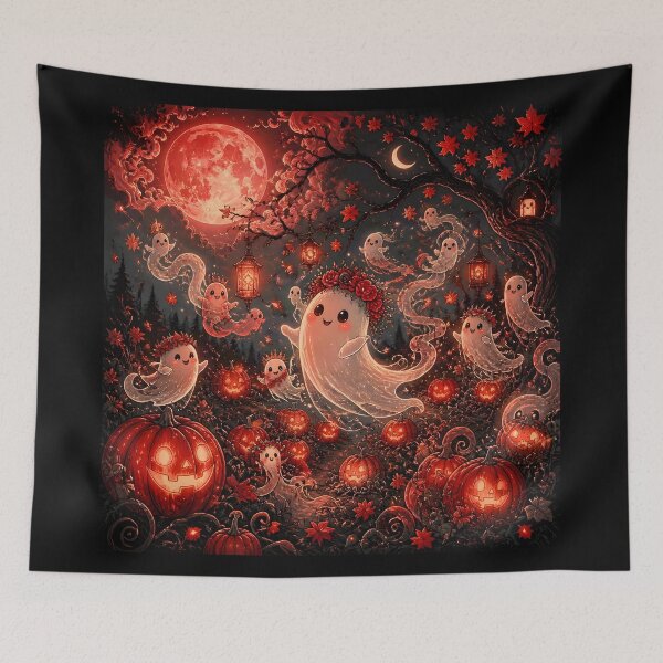Item preview, Charming Ghosts Under a Red Full Moon designed and sold by Shelley Loewnau-Jones Studio.