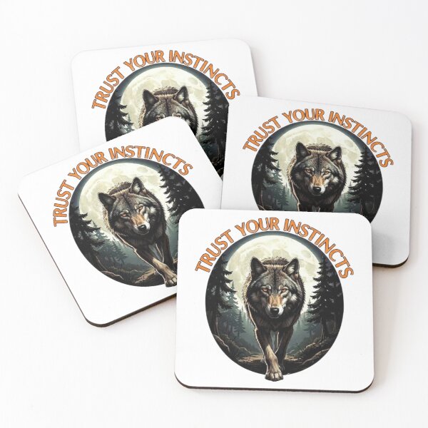 Item preview, Wolf with full moon behind - Trust your instincts designed and sold by The best online style shop.