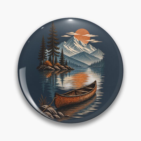 Item preview, Canoe Mountain Lake Sunset Vintage Wilderness designed and sold by BROHLine Studio.