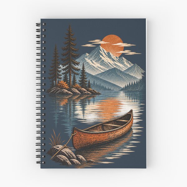 Item preview, Canoe Mountain Lake Sunset Vintage Wilderness designed and sold by BROHLine Studio.