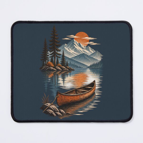 Item preview, Canoe Mountain Lake Sunset Vintage Wilderness designed and sold by BROHLine Studio.