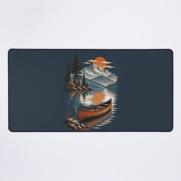 Item preview, Canoe Mountain Lake Sunset Vintage Wilderness designed and sold by BROHLine Studio.
