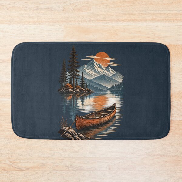 Item preview, Canoe Mountain Lake Sunset Vintage Wilderness designed and sold by BROHLine Studio.