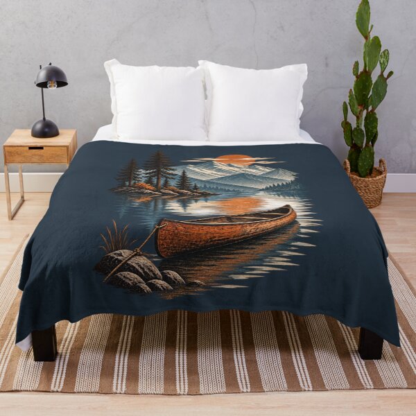 Item preview, Canoe Mountain Lake Sunset Vintage Wilderness designed and sold by BROHLine Studio.