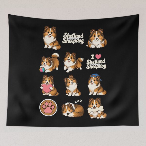 Item preview, Cute Shetland Sheepdog stickers and apparel design designed and sold by rafaeltto.