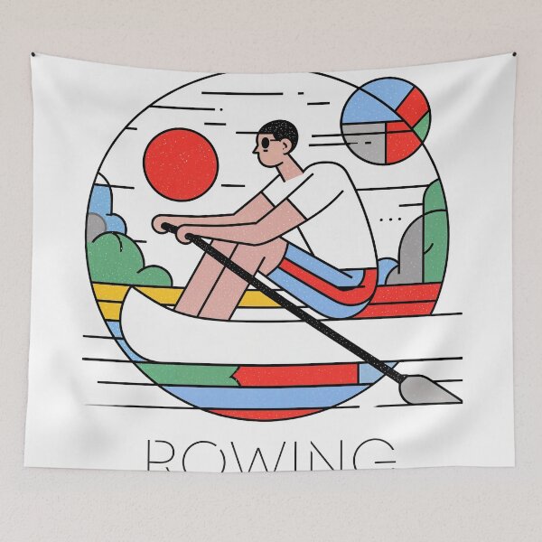 Item preview, Sticker - Decal - Rowing Sport Illustration designed and sold by ForeverPrintsOK.