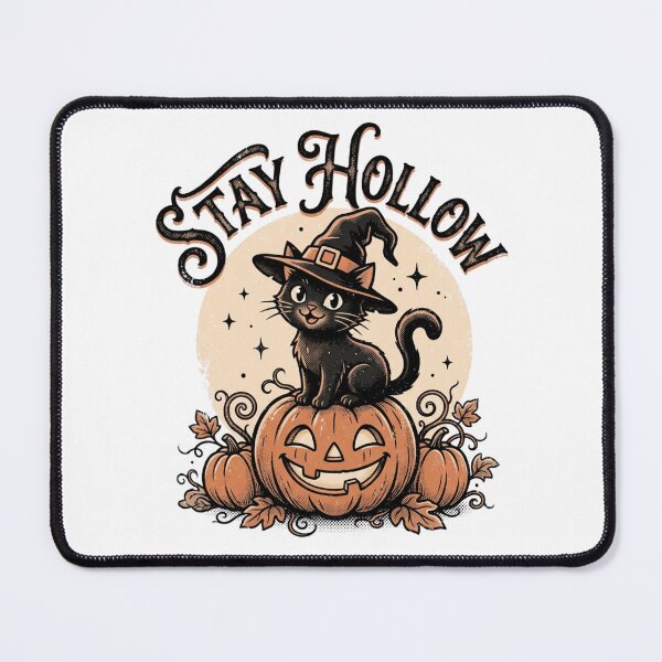 Item preview, Stay Hollow Vintage Black Cat Witch Hat Jack O Lantern Pumpkin Halloween Art designed and sold by raedattia.