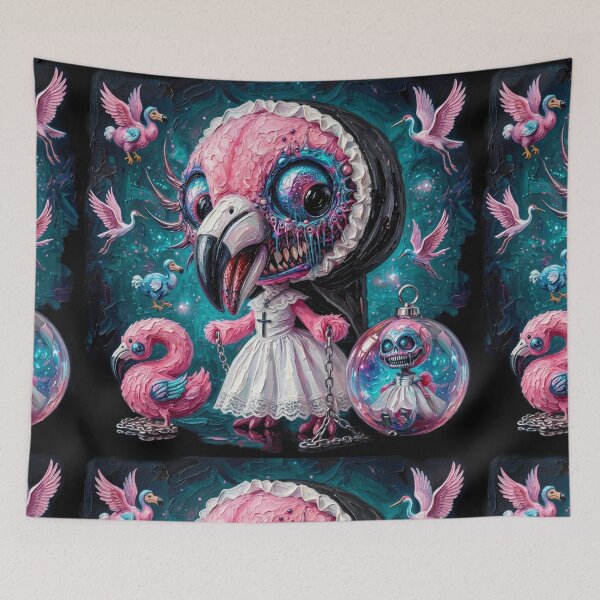 Item preview, Creepy Cute Flamingo Nun Pop Surrealism Art designed and sold by LujziWorld.