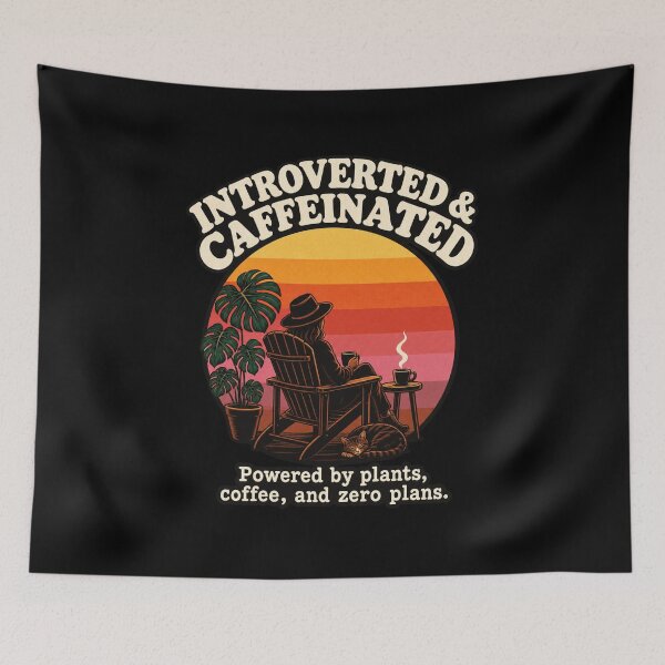 Item preview, My Happy Place | Retro Sunset Introvert Coffee Plant Silhouette | Vintage Aesthetic T-Shirt designed and sold by LINE & MOOD⭐️⭐️⭐️⭐️⭐️.