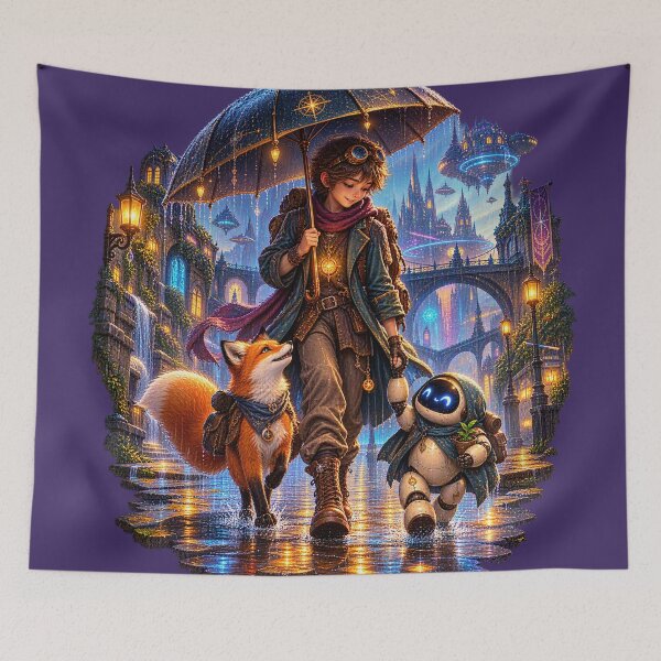Item preview, Under One Umbrella Friendship Fantasy Art designed and sold by ADEL MASSRY (AM)©.