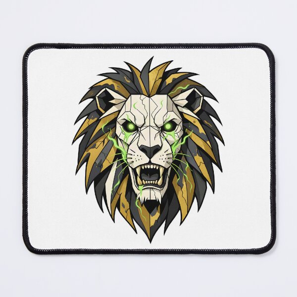 Item preview, Zombie Cyberpunk Lion - Geometric Halloween Mascot Art designed and sold by Marcu Ioachim.