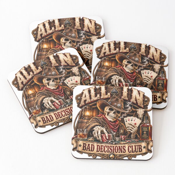 Item preview, All In Bad Decisions Club Poker Cowboy Skeleton Western designed and sold by OUICHA.