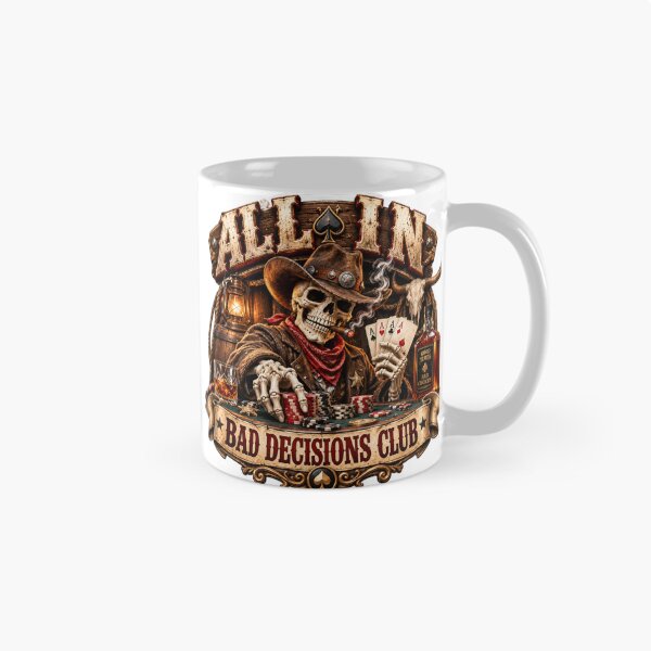 Item preview, All In Bad Decisions Club Poker Cowboy Skeleton Western designed and sold by OUICHA.
