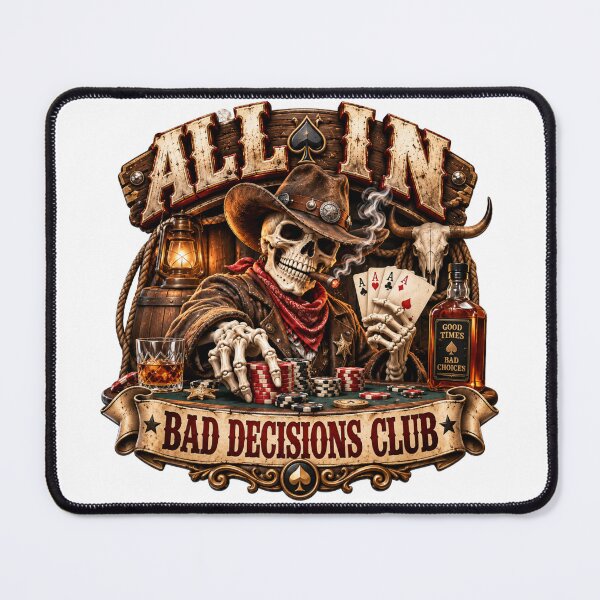 Item preview, All In Bad Decisions Club Poker Cowboy Skeleton Western designed and sold by OUICHA.