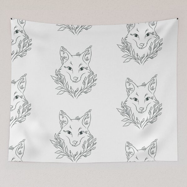 Item preview, Botanical Leaf Fox Portrait Line Art designed and sold by BGMeYou.