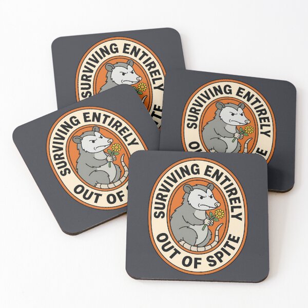 Item preview, Surviving Entirely Out Of Spite Opossum Badge designed and sold by DripCultureLab.
