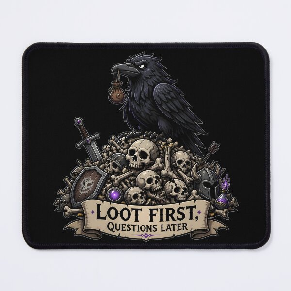 Item preview, Loot First Questions Later Funny DND Raven Loot Goblin designed and sold by BadhbhLoot.