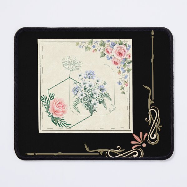 Item preview, Vintage Floral Frame Pink Roses & Blue Bouquet Scrapbook Art designed and sold by Verantia.